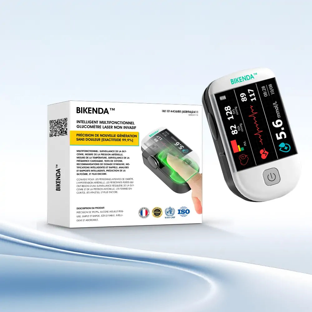 【BOUTIQUE OFFICIELLE】Bikenda™ Mètre de Glycémie Laser Non-Invasif Multifonction Intelligent de Nouvelle Génération [Précision de 99,9%]