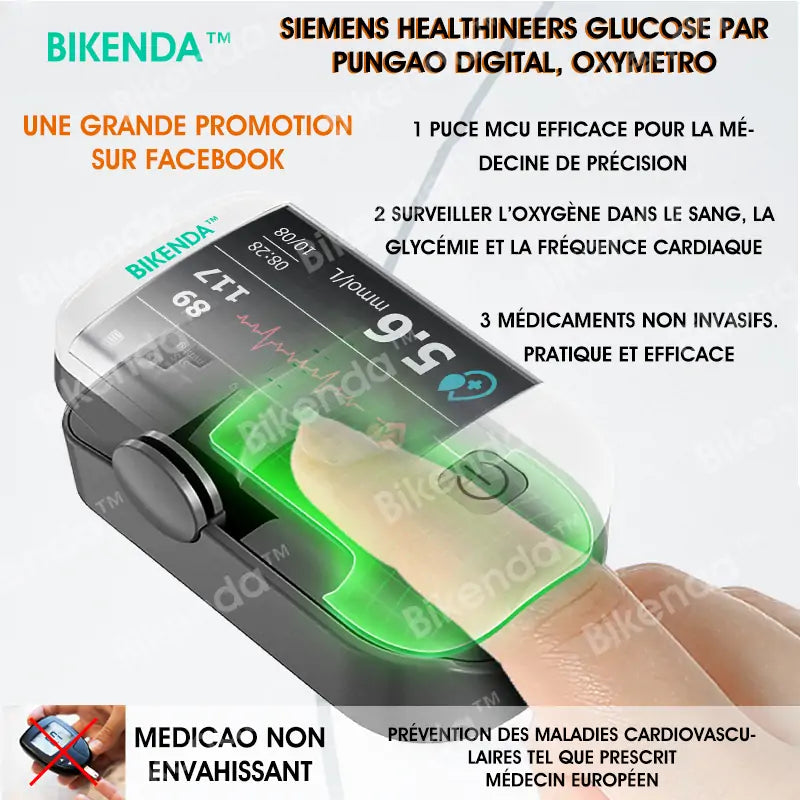 【BOUTIQUE OFFICIELLE】Bikenda™ Mètre de Glycémie Laser Non-Invasif Multifonction Intelligent de Nouvelle Génération [Précision de 99,9%]