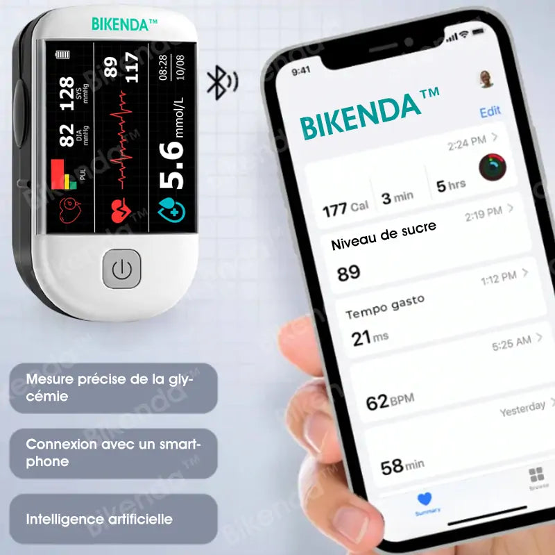 【BOUTIQUE OFFICIELLE】Bikenda™ Mètre de Glycémie Laser Non-Invasif Multifonction Intelligent de Nouvelle Génération [Précision de 99,9%]